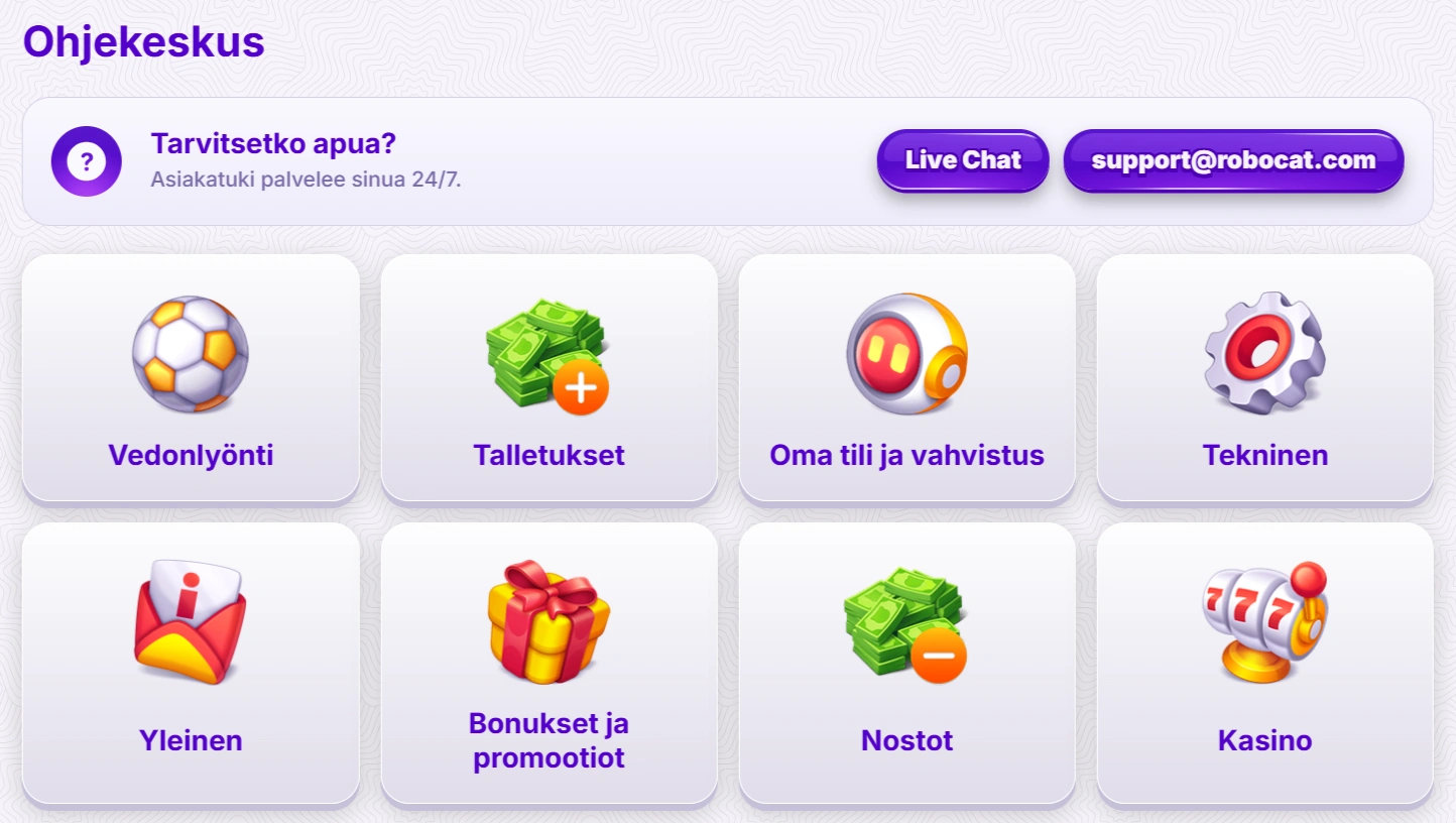 Robocat Casino Asiakaspalvelu
